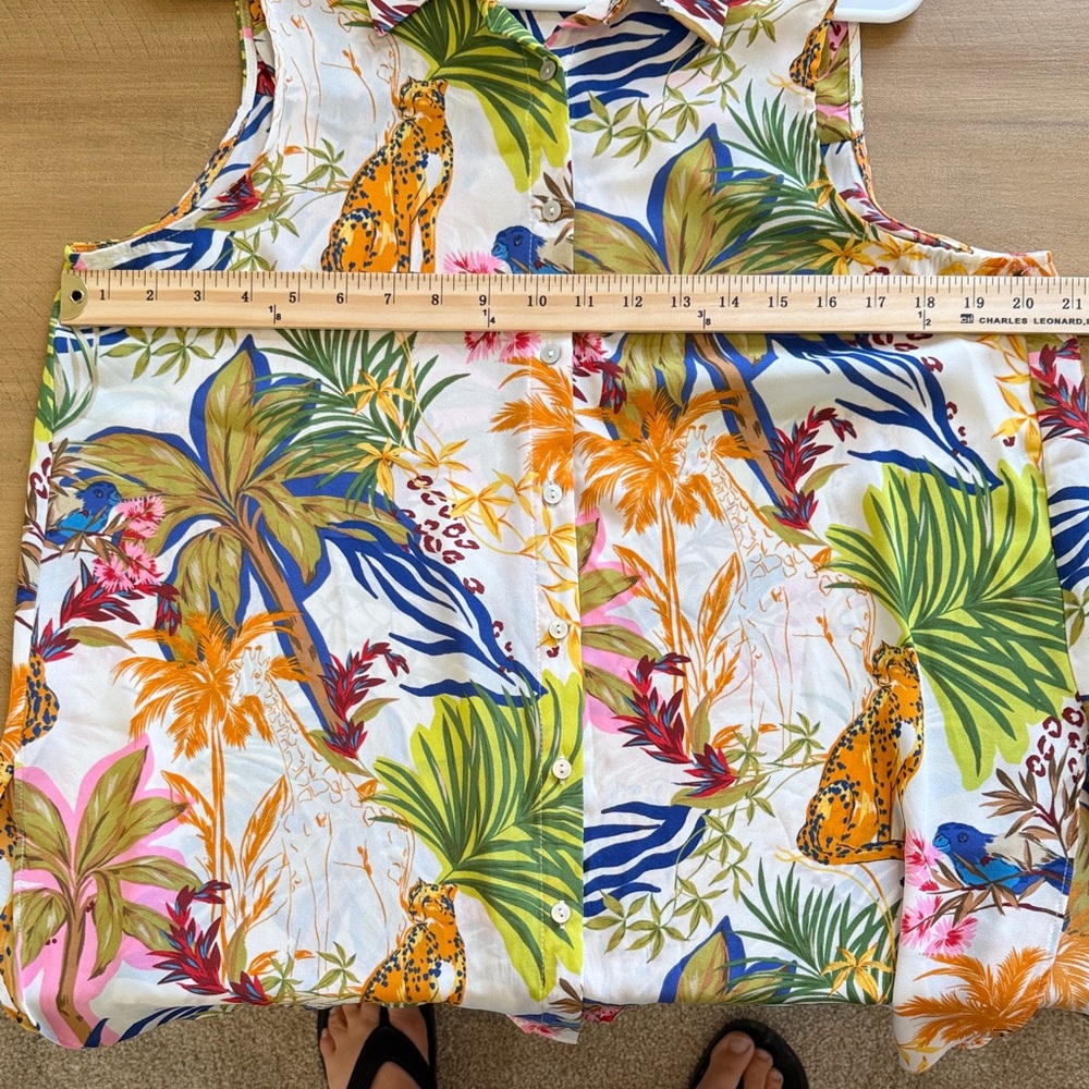 Rose + Olive Tropical Print Sleeveless Top/blouse  Size L - Picture 7 of 8